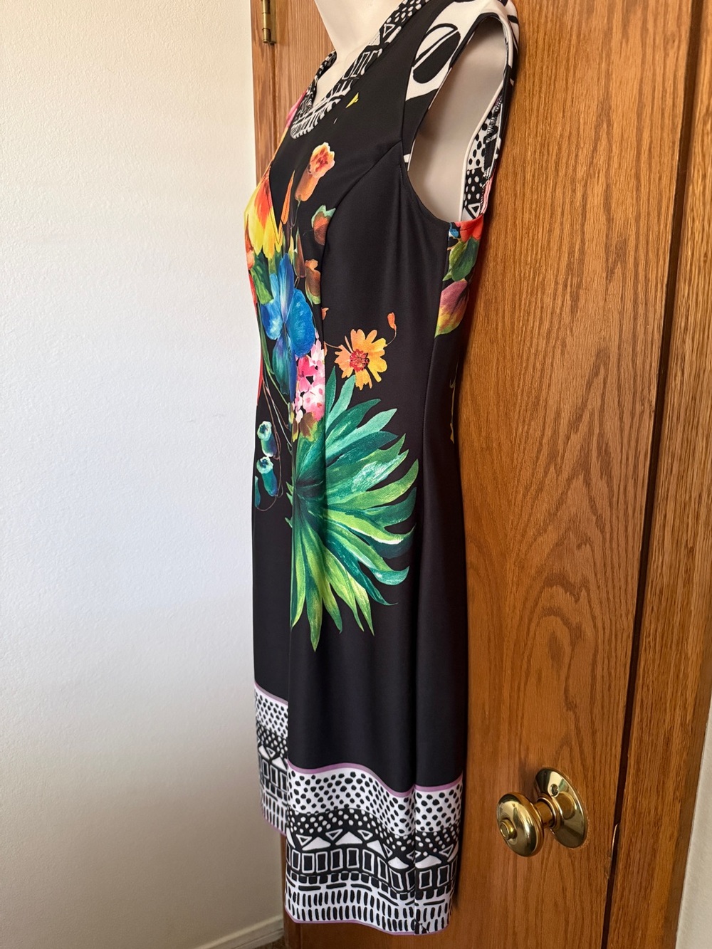 Joseph Ribkoff Tropical Floral Print Dress Cap Sleeves #181710 Women's Size 10 - Picture 5 of 13